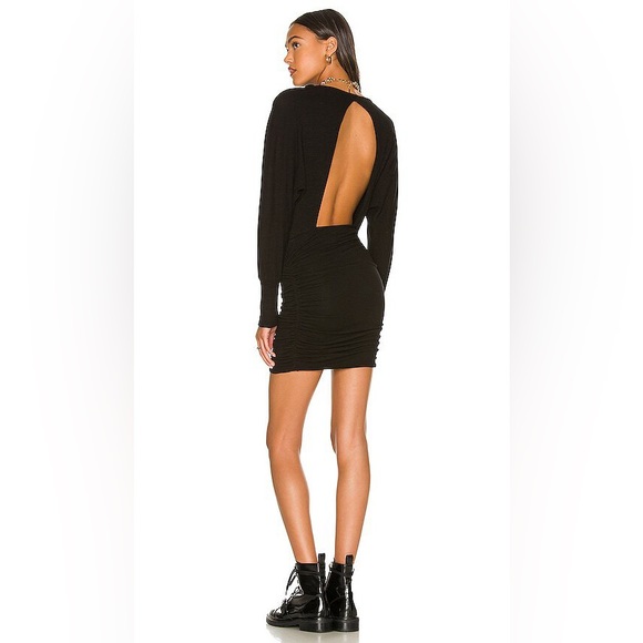 Monrow Dresses & Skirts - MONROW NWT SUPER SOFT OPEN BACK SHIRRED DRESS BLACK XS REVOLVE